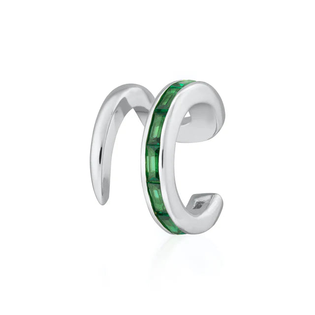 Green Baguette Single Earcuff