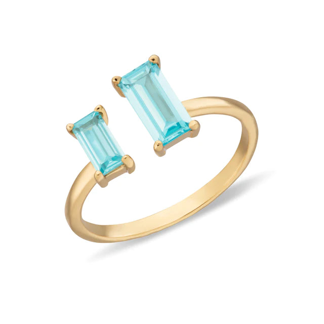 Baguette aquamarine ring deals