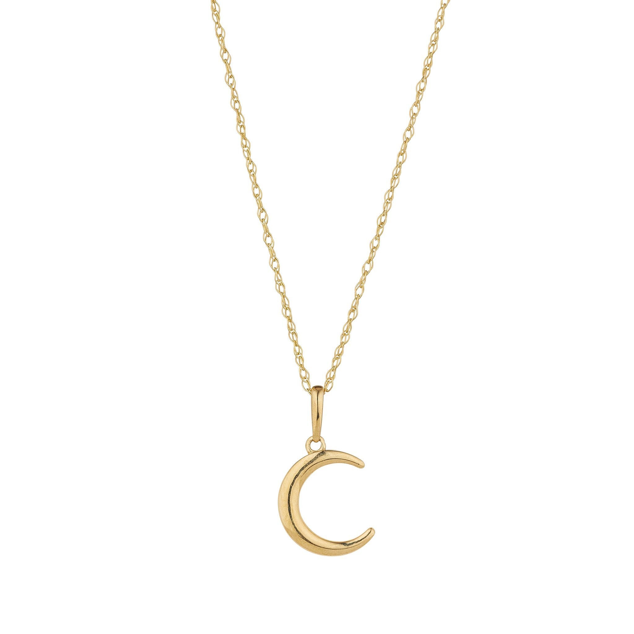 crescent moon 9ct gold necklace