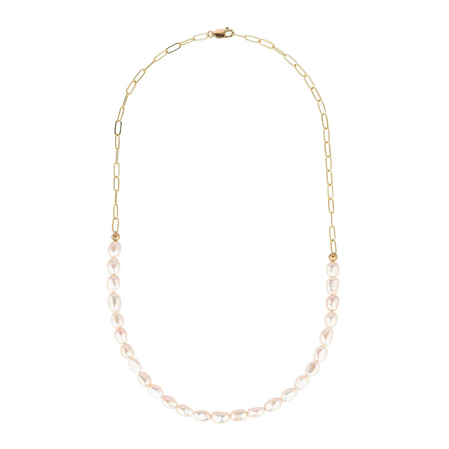 Gold Filled Paperclip Baroque Pearl Necklace McCarthy's Jewellery