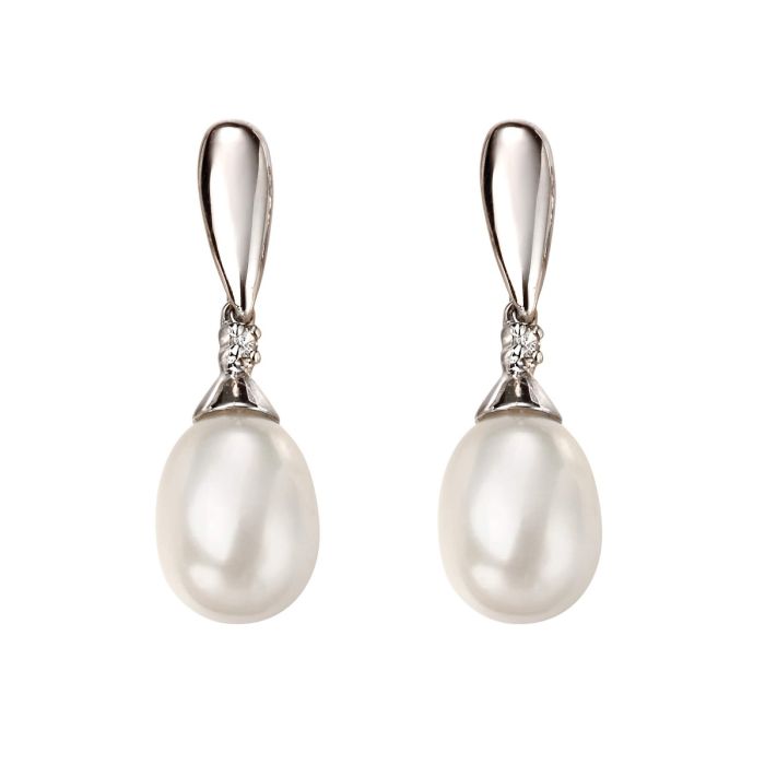9ct Gold Diamond & Pearl Earrings