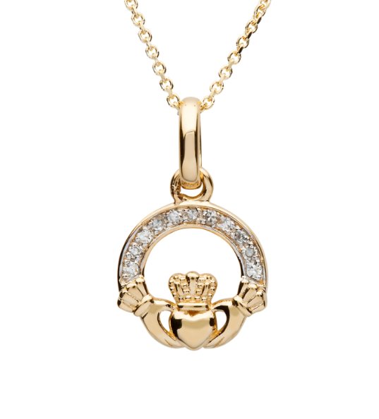 14ct Diamond set Claddagh Nec .05ct McCarthy's Jewellery