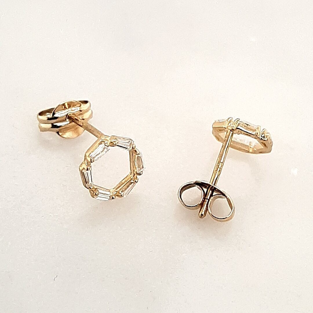 9ct Gold Baguette Circle Studs McCarthy's Jewellery