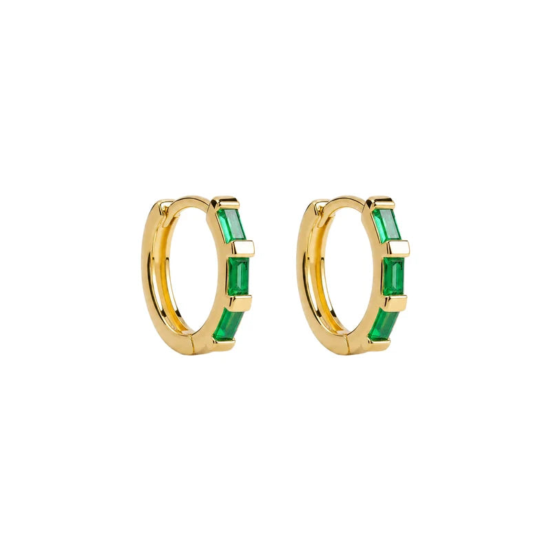 Baguette Stone Hoop Earrings