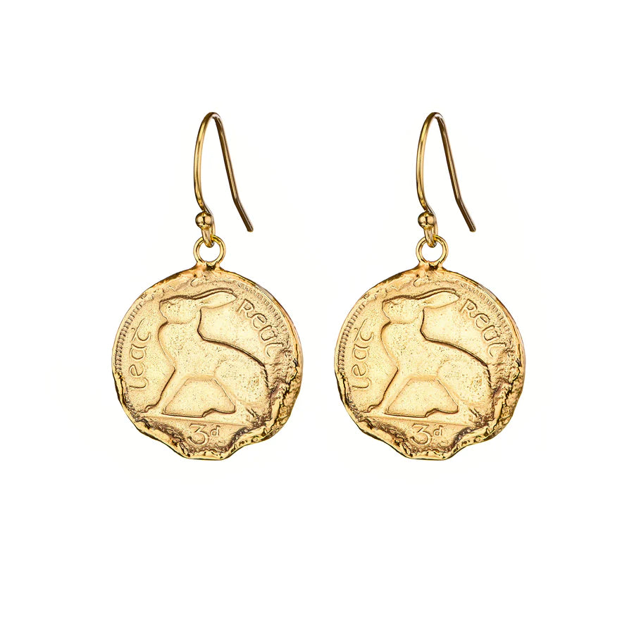3 Pence Coin Hook Earrings